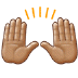 🙌🏽 raising hands: medium skin tone display on Samsung